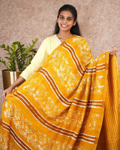 Mustard Applique Chanderi Cotton - PD1751