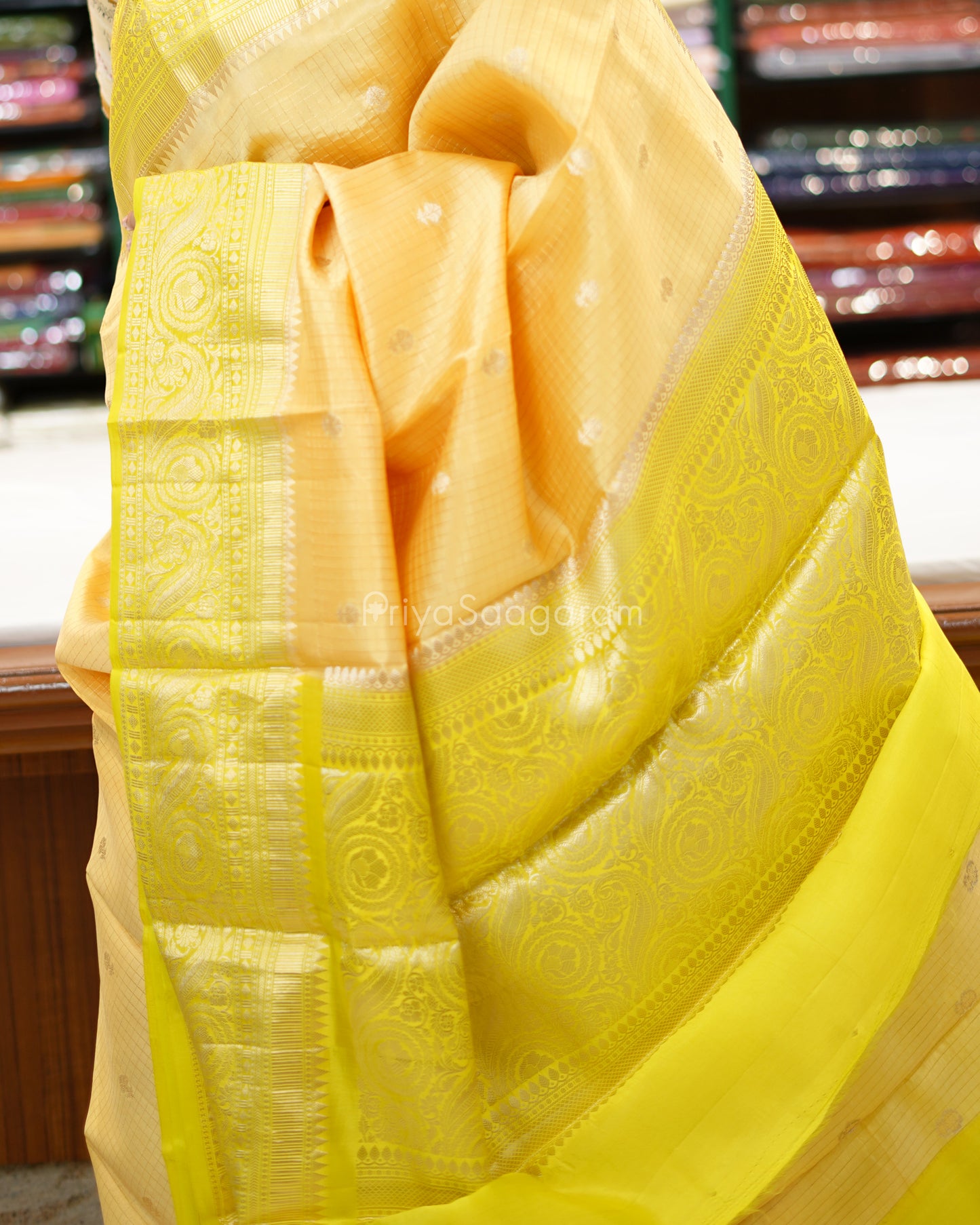Lime Yellow Green Kanchi Banaras Silk - PC3599