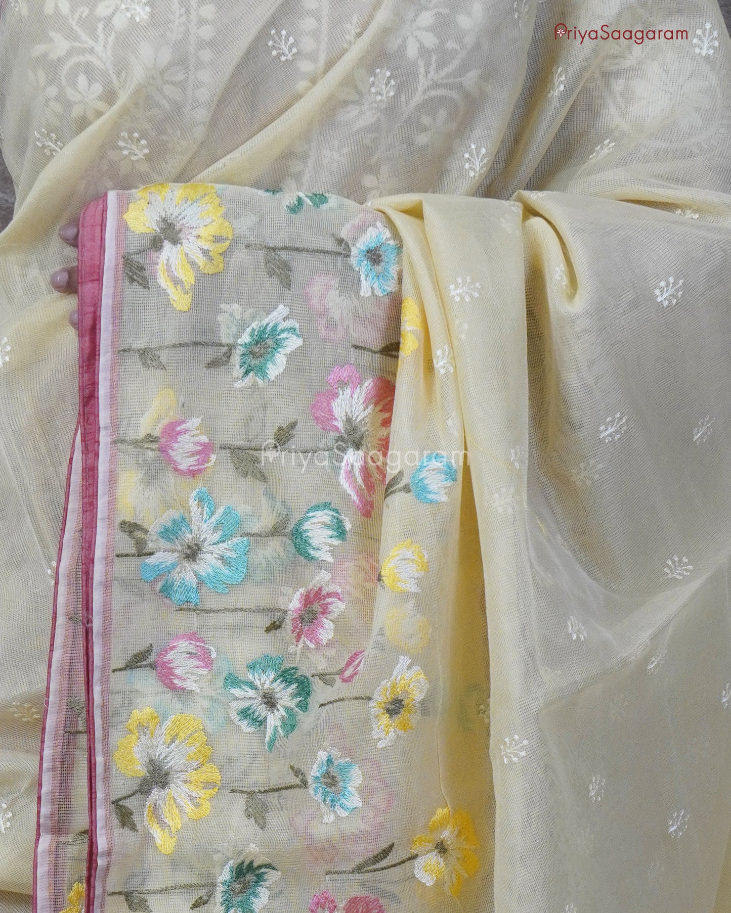 Cosmic Yellow Floral Kota Cotton - PC3577
