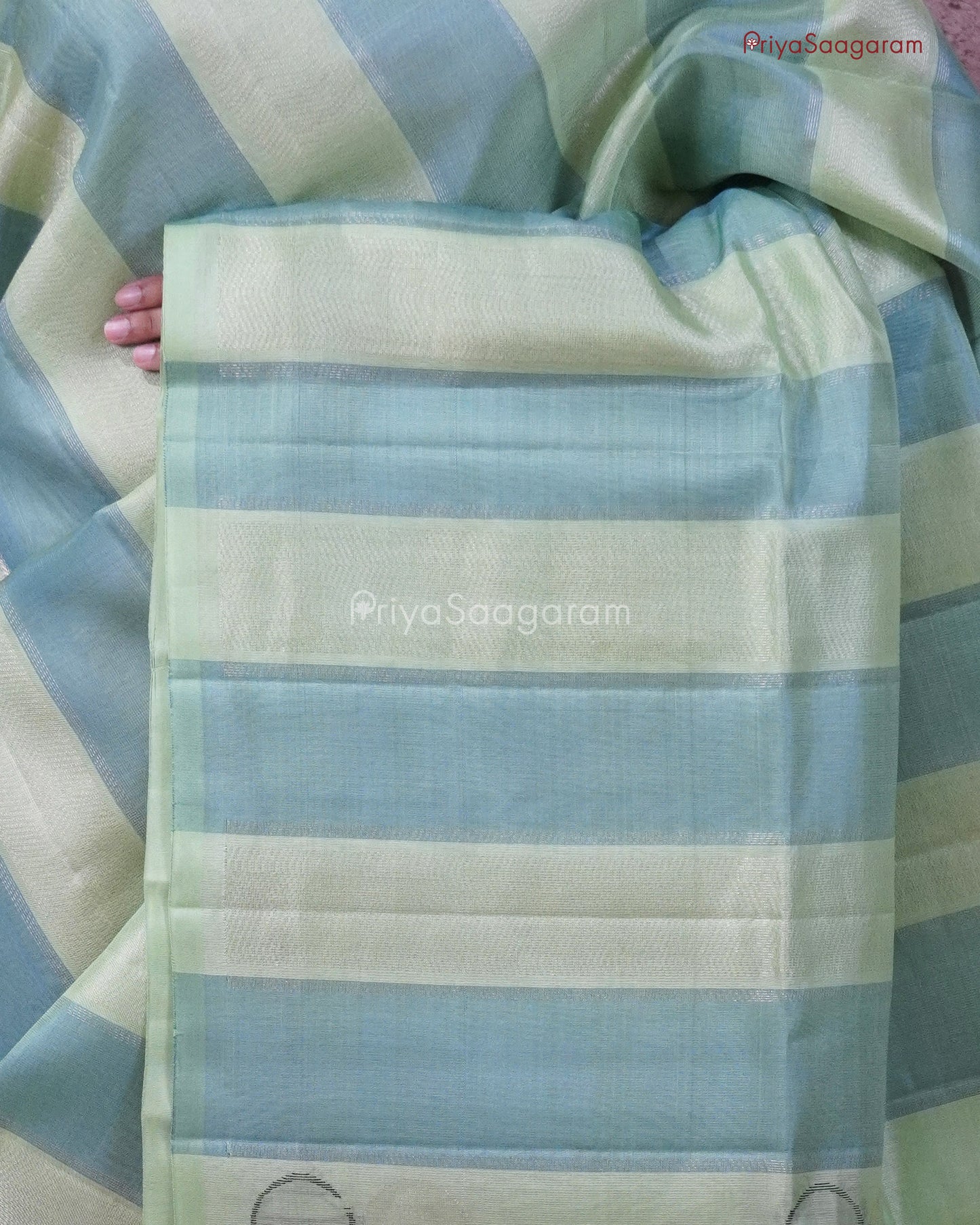 Brown and Green Kora Soft Silk - PD147