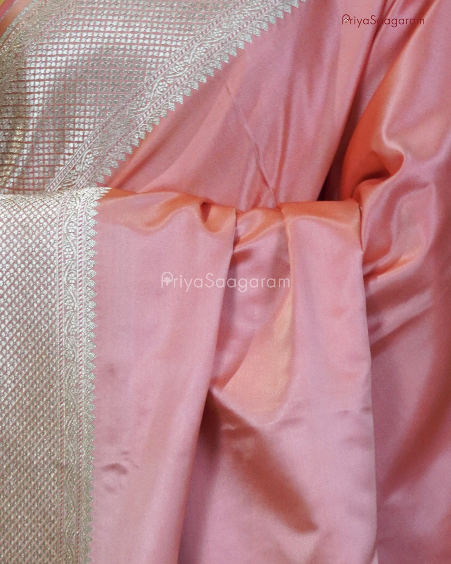 Glowing Peach Satin Katan - PC3634