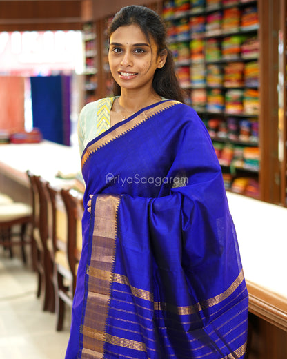 Ink Blue Mangalagiri Silk Cotton - N12626
