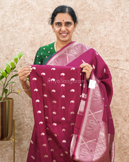 Wine Zari Chiniya Silk - PD5339