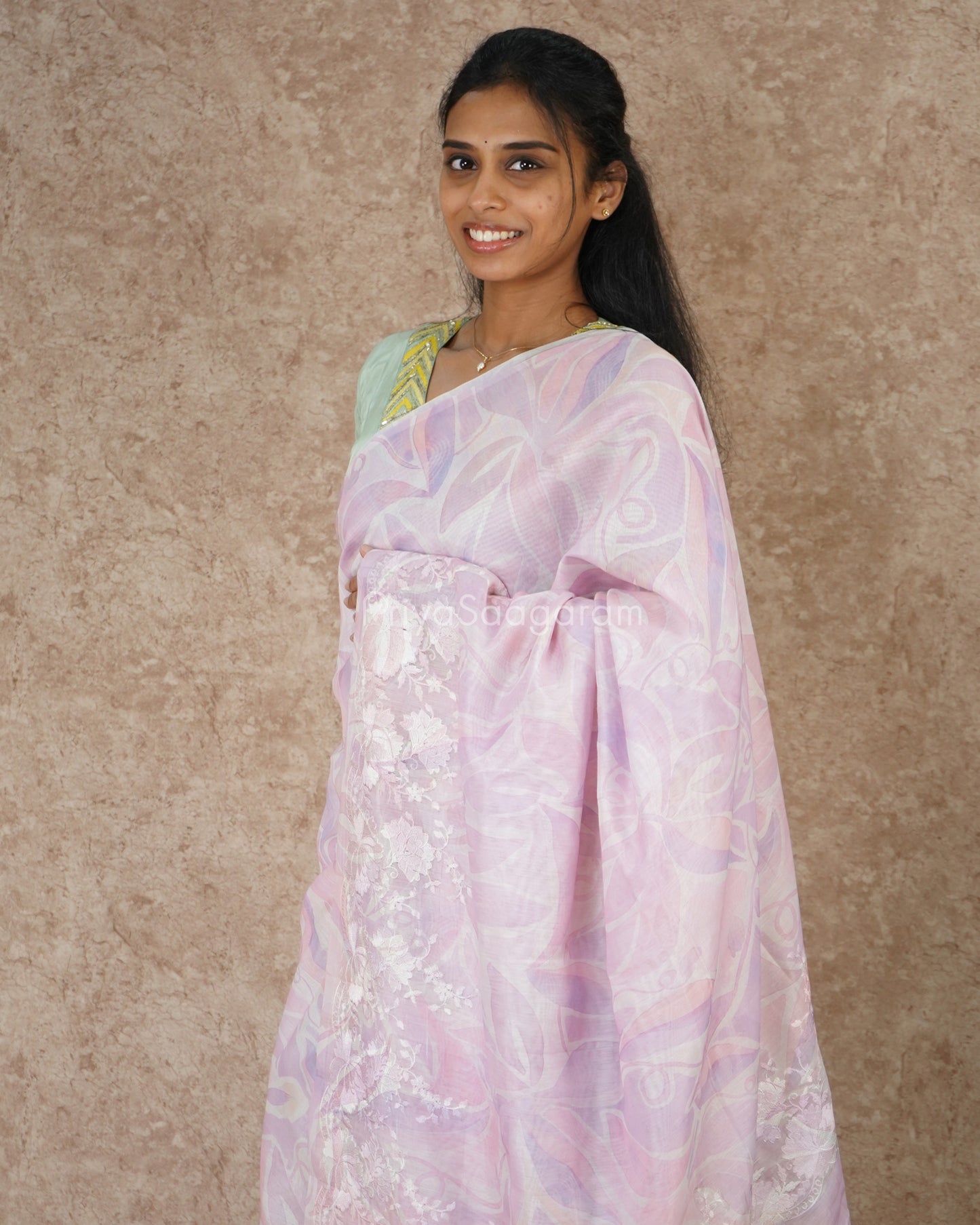 Pastel Lavender Embroidery Tussar - PD3307