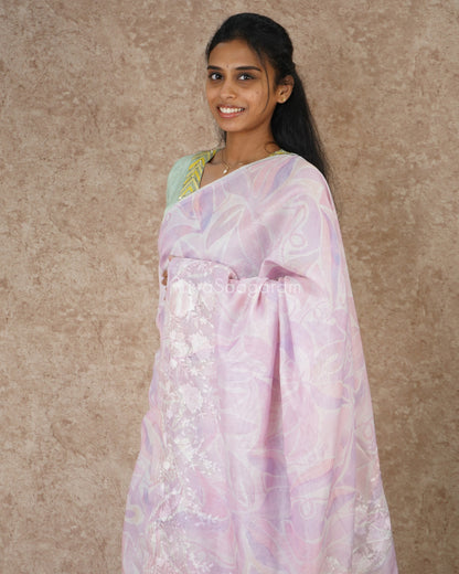 Pastel Lavender Embroidery Tussar - PD3307