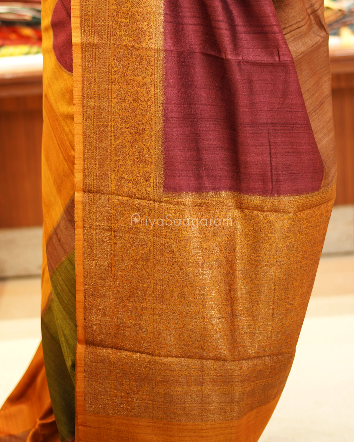 Brown Abstract Matka Silk - PE5810