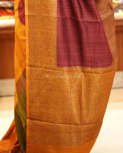 Brown Abstract Matka Silk - PE5810