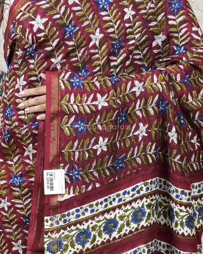 Wine Red Chanderi - PC1819