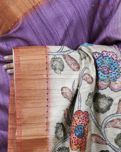Floral Shaded Embroidery Tussar - PC3754