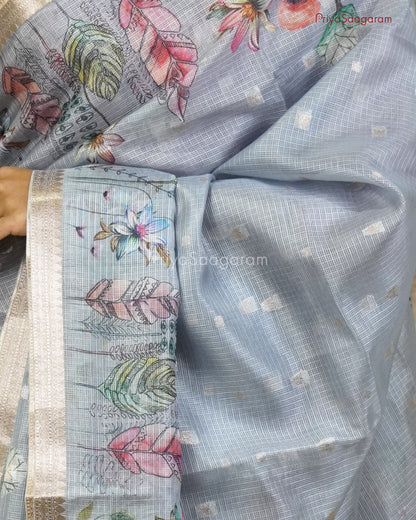 Grey Floral Zari Kota - PC3553