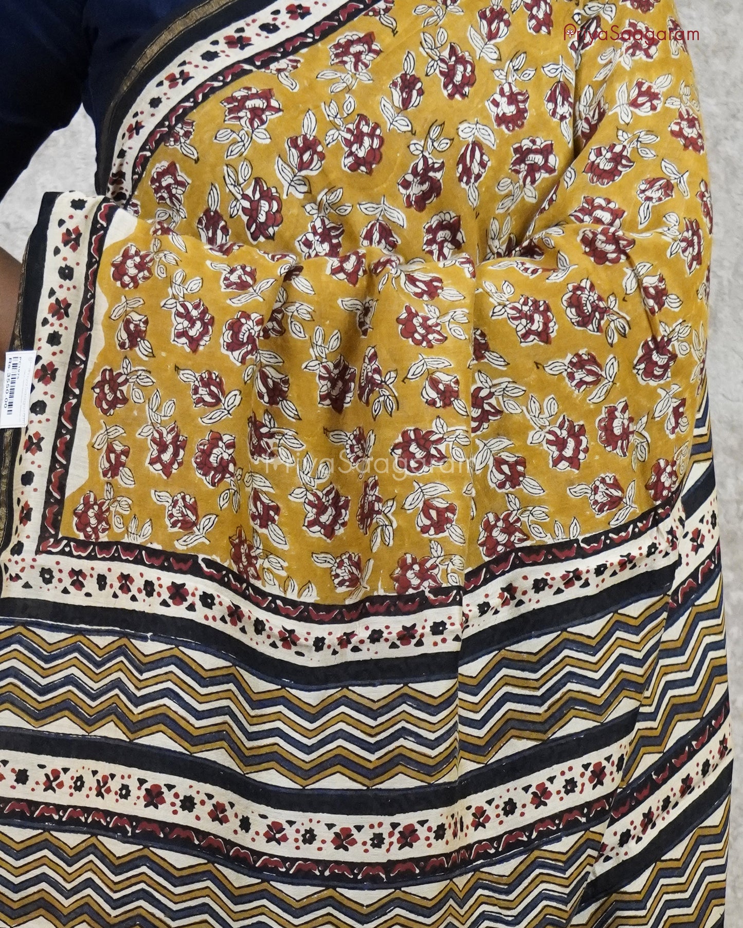 Mustard Block Print Chanderi - PC1975