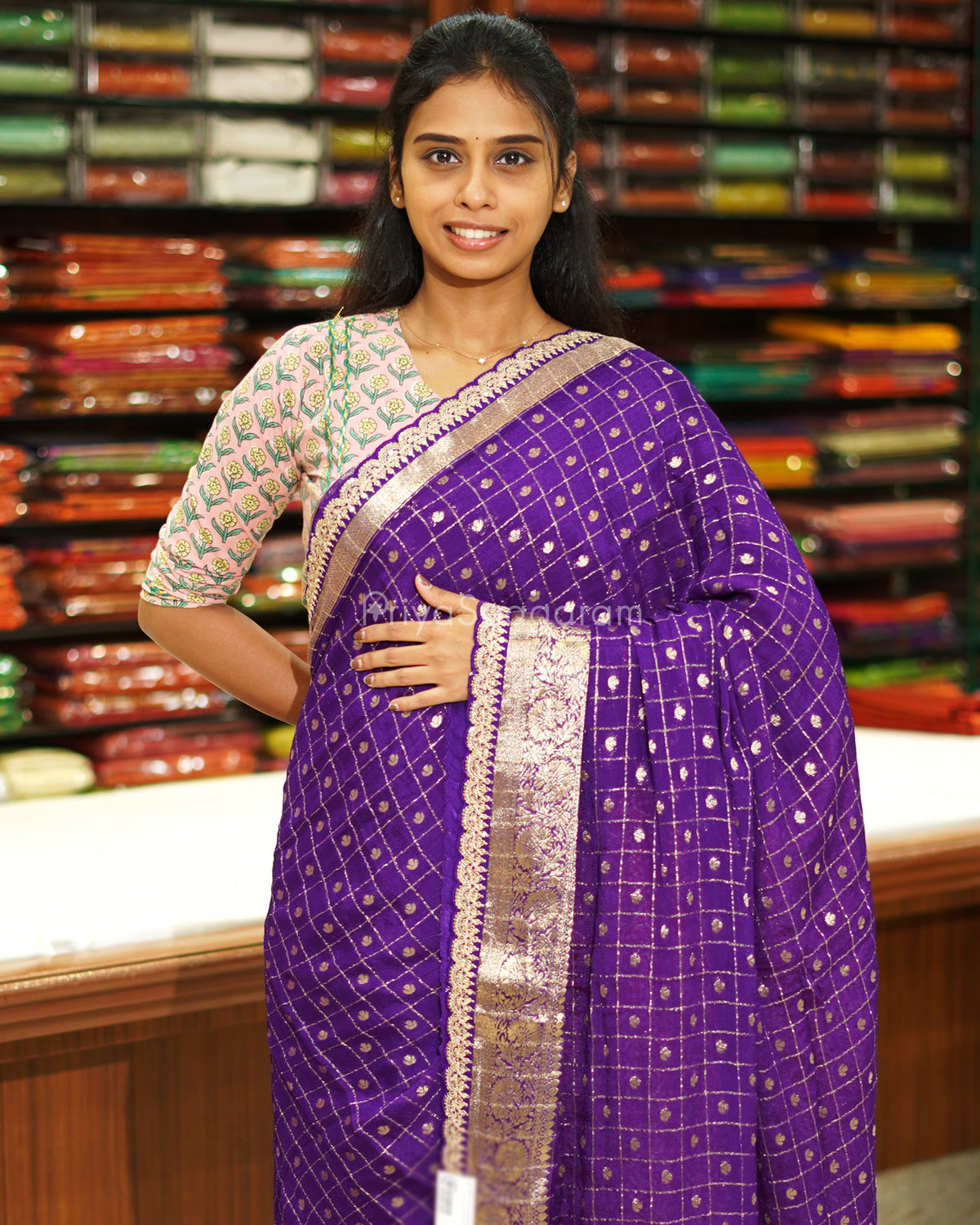 Purple Designer Banaras Silk - PE643