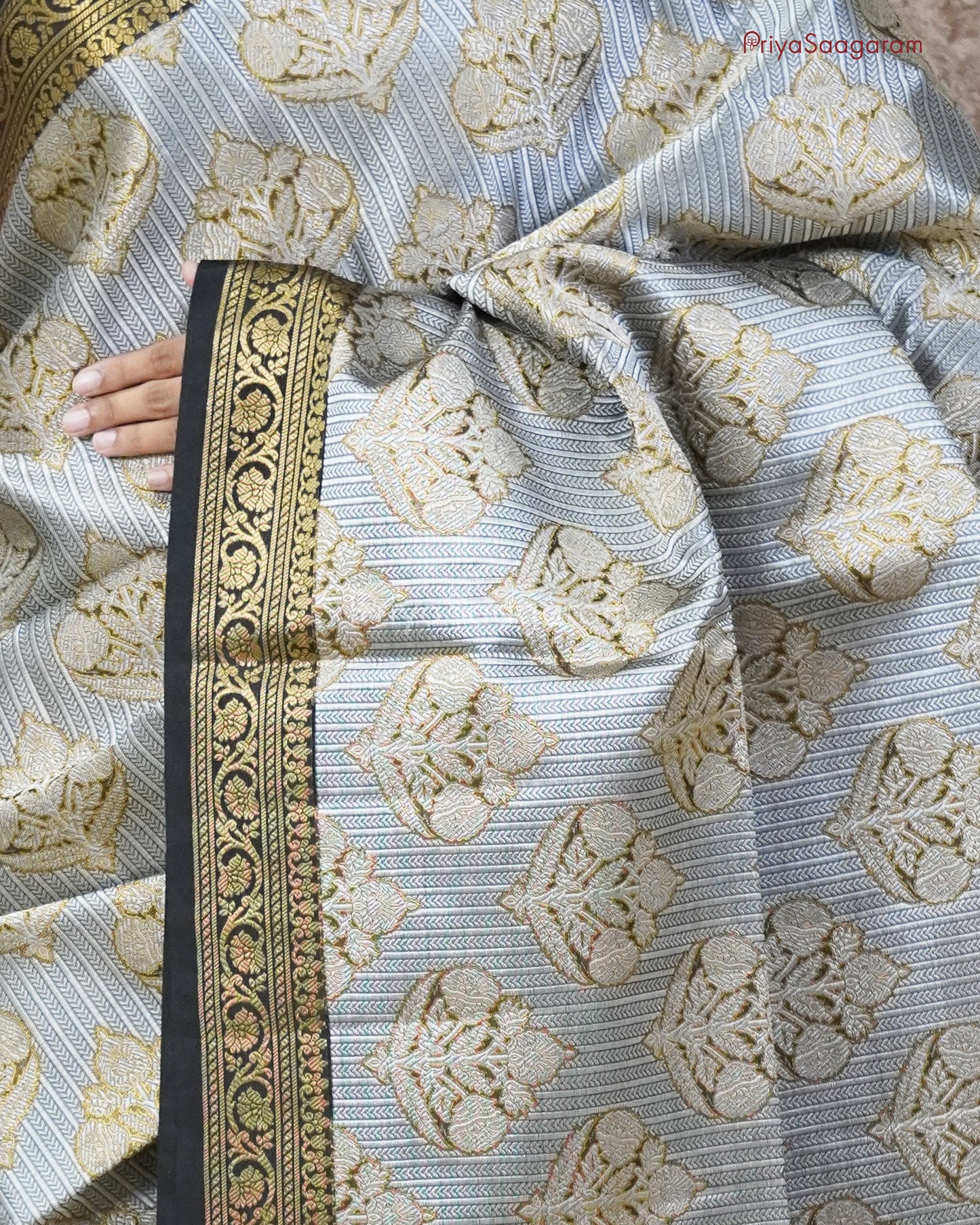 Golden Black Muslin Silk - PD30