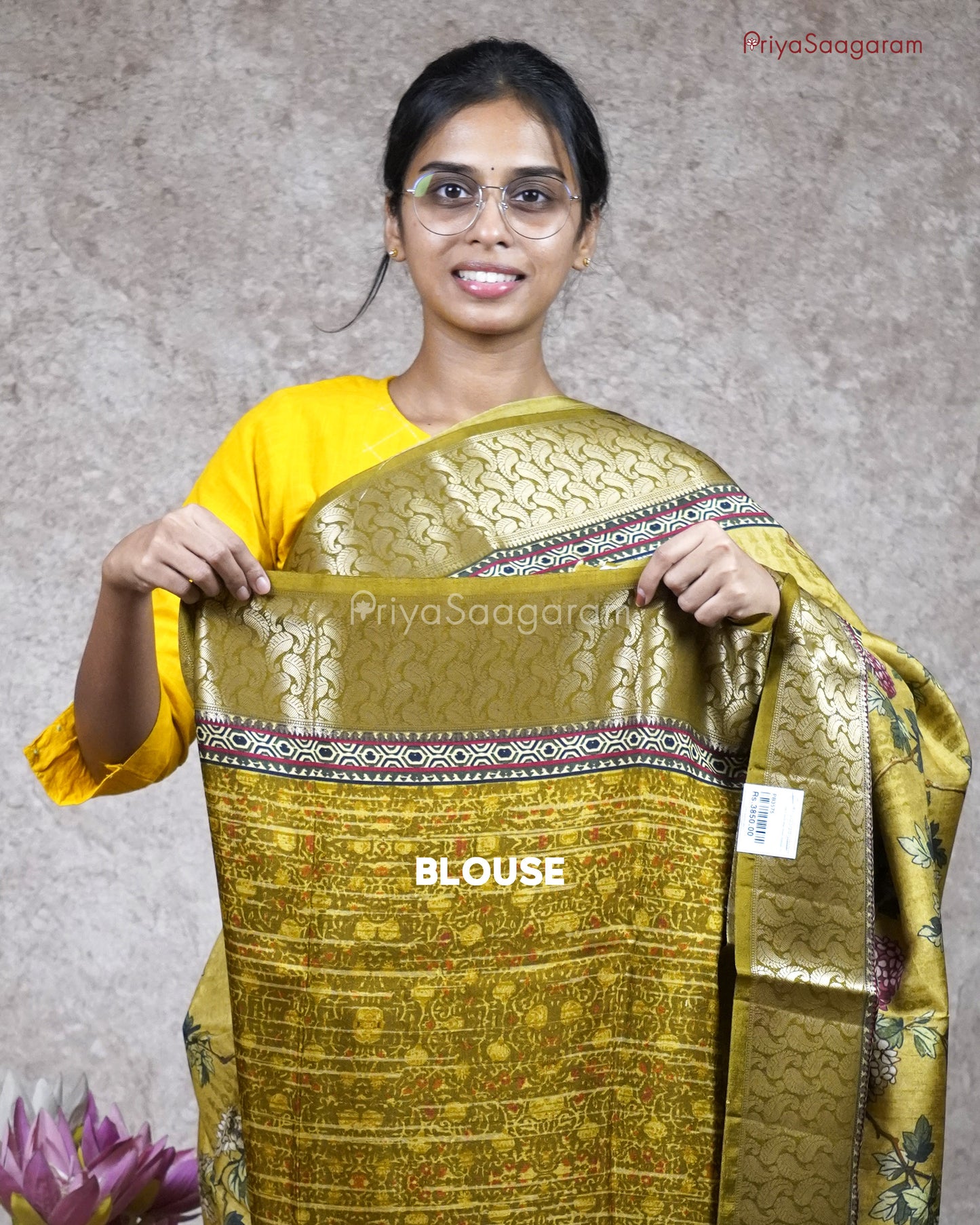 Green Floral Chiniya Silk - PB3575