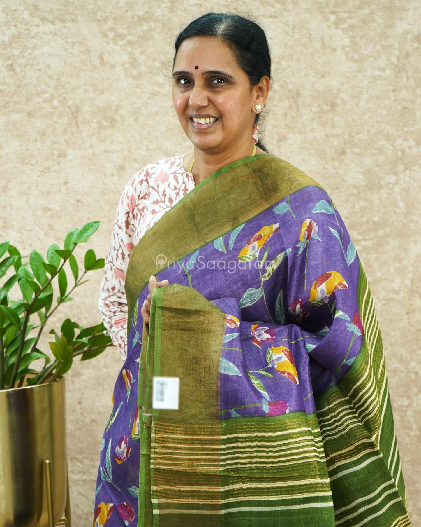 Lavender Printed Tussar - PE413