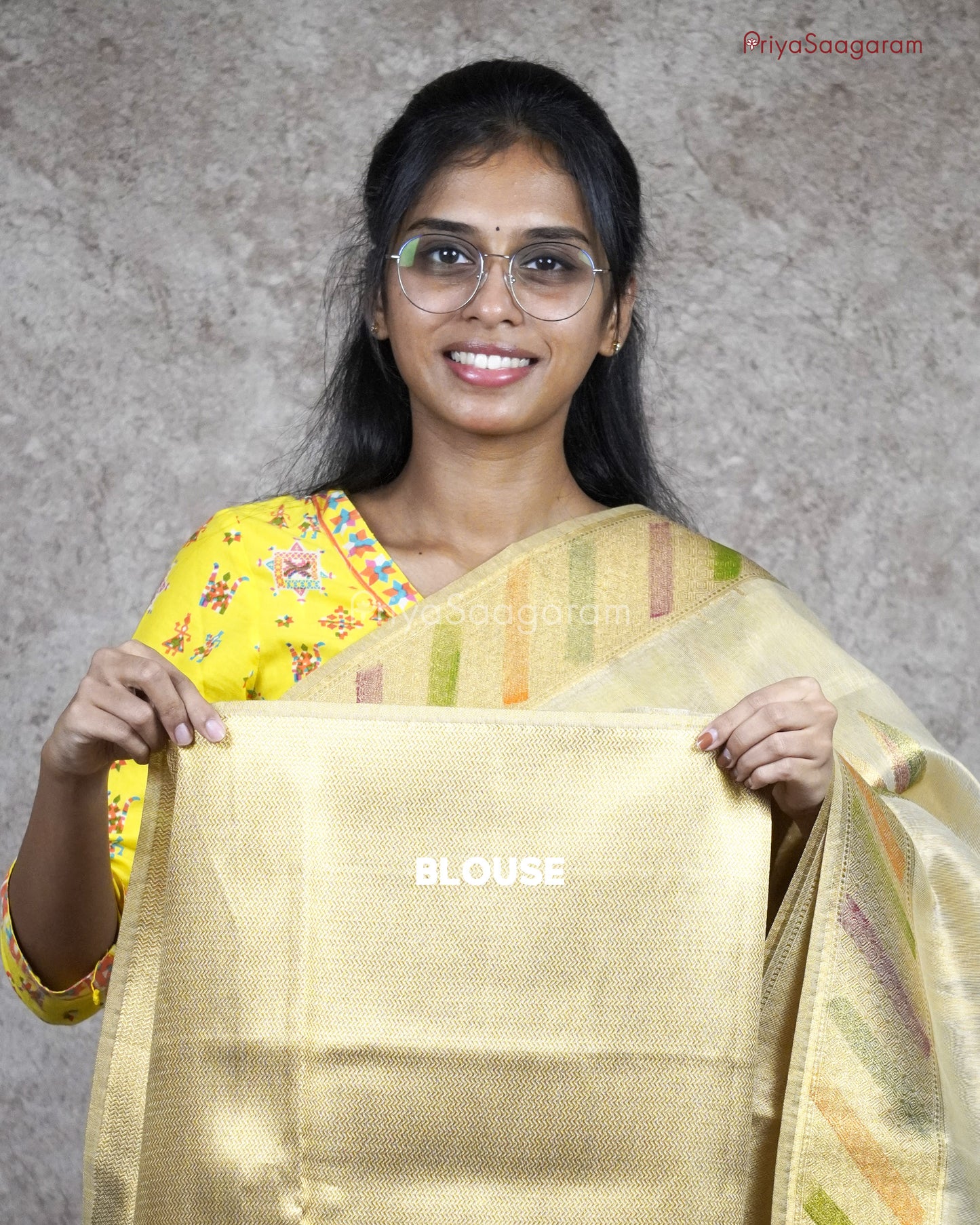 Golden Painted Tissue  Silk - PB5415