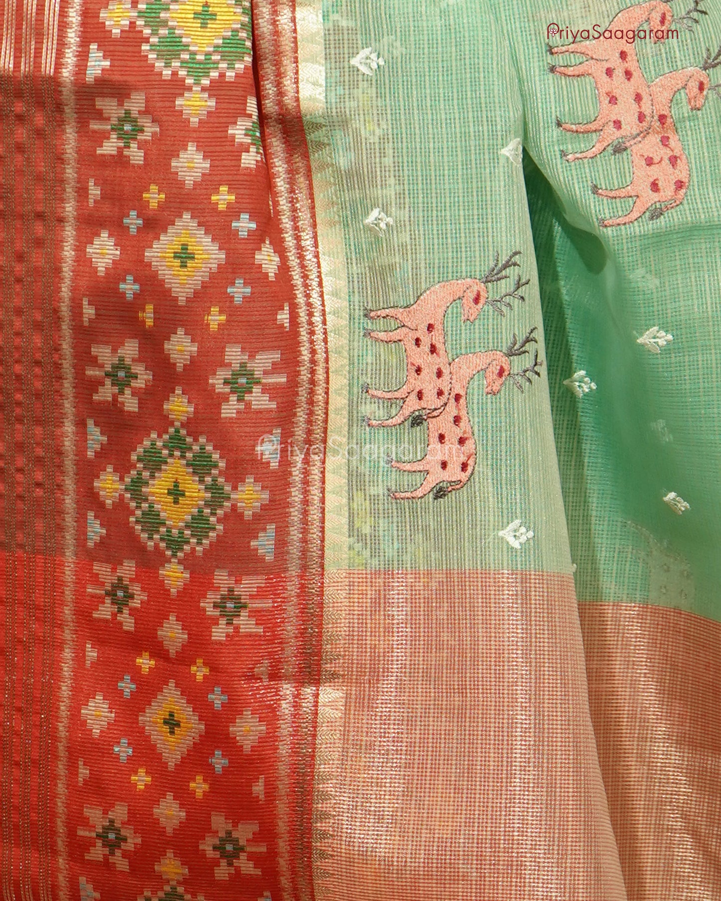 Green Ikkat Kota Silk - PD742