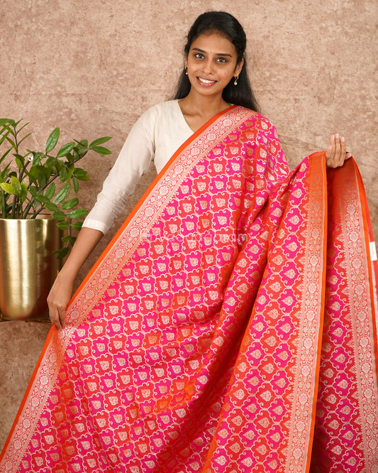 Pink Orange Banaras Silk - PD4568