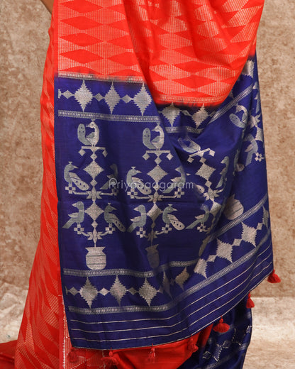 Red Zari Tussar - PD5867