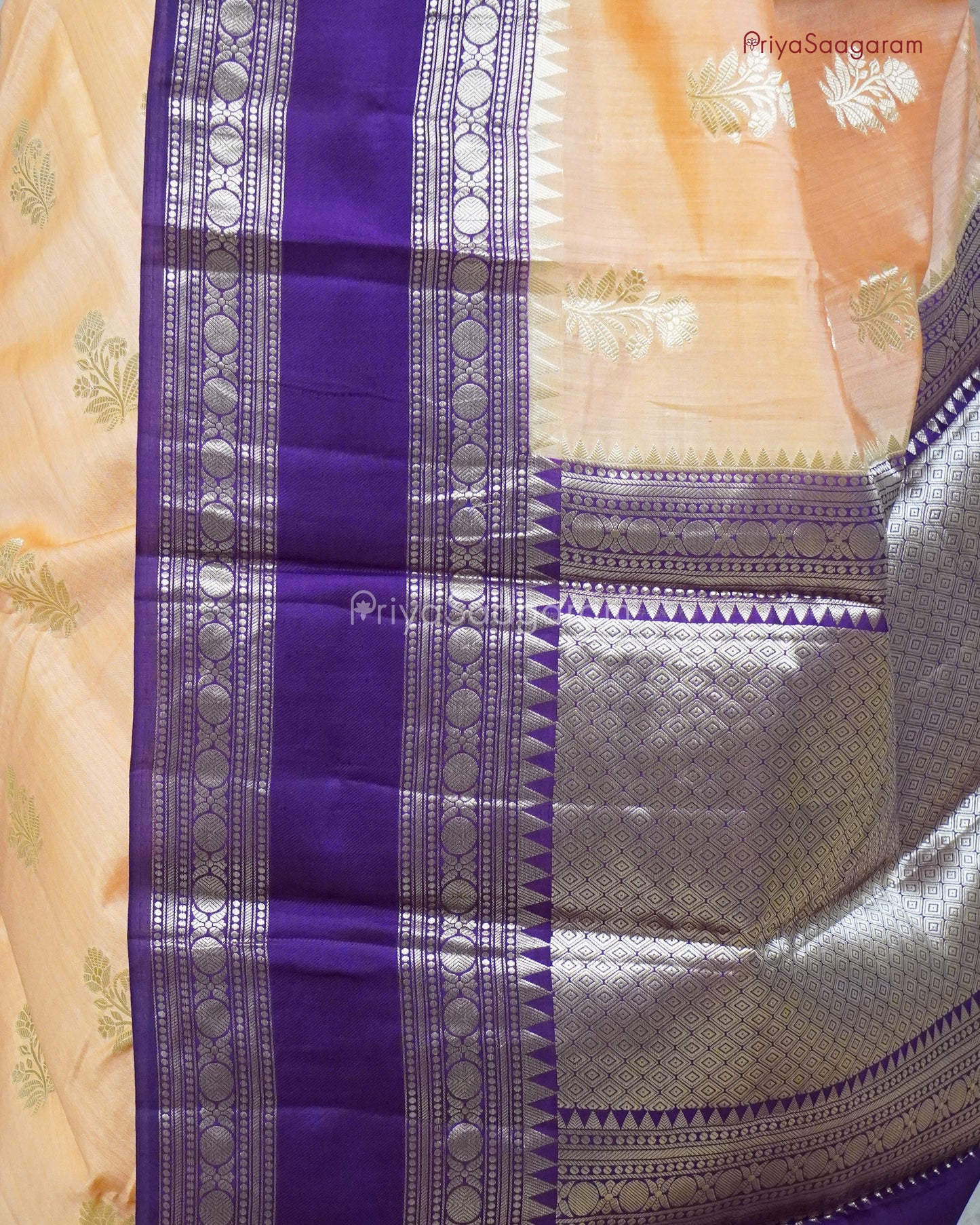 Peach Purple Berry Tussar - PC3600