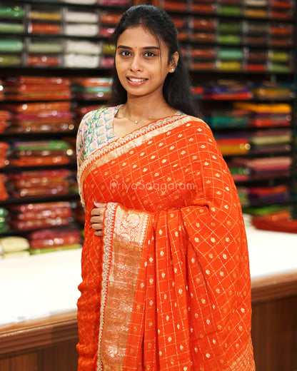 Orange Designer Banaras Silk - PE642