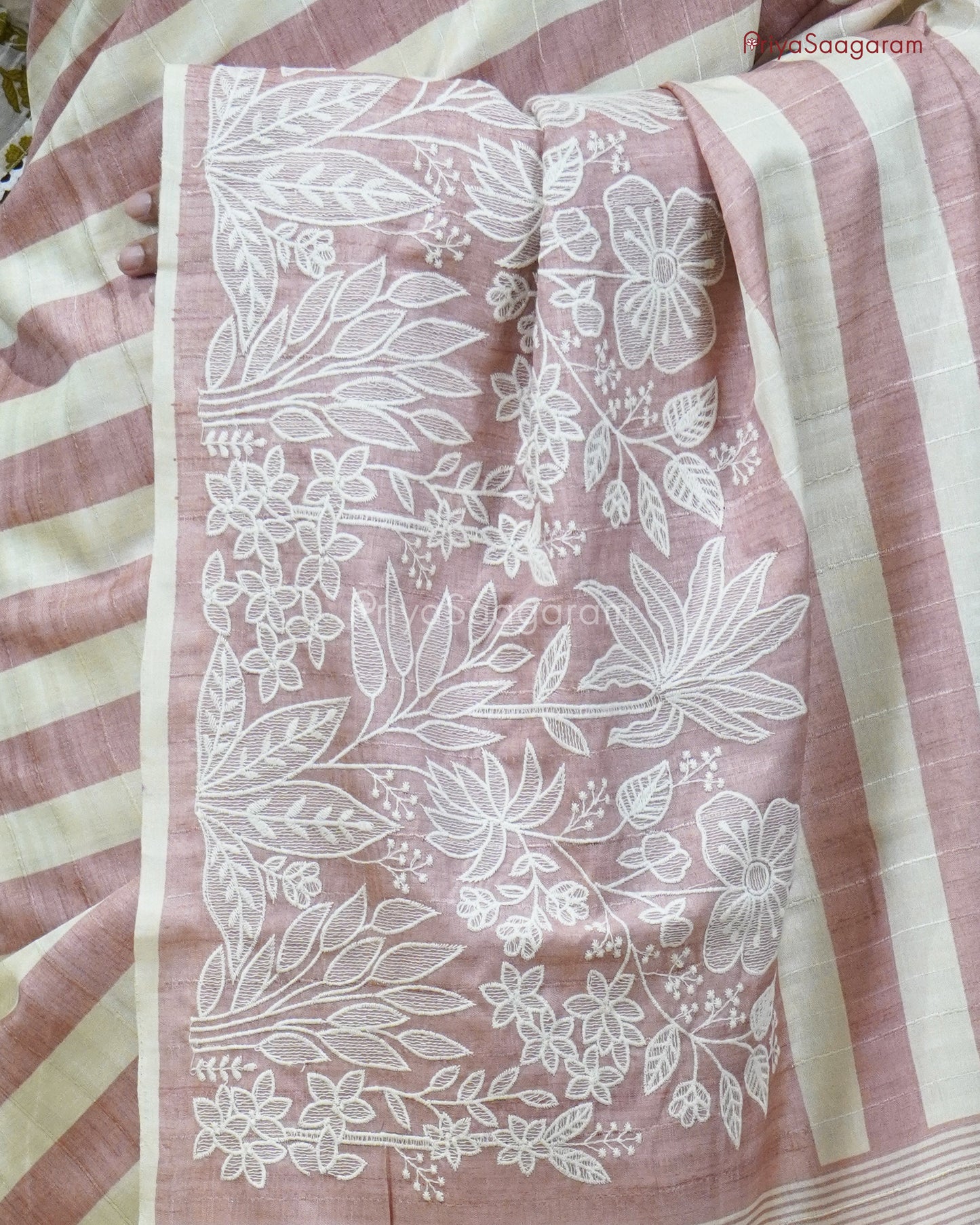 Baby Pink Embroidery Tussar - PC4604