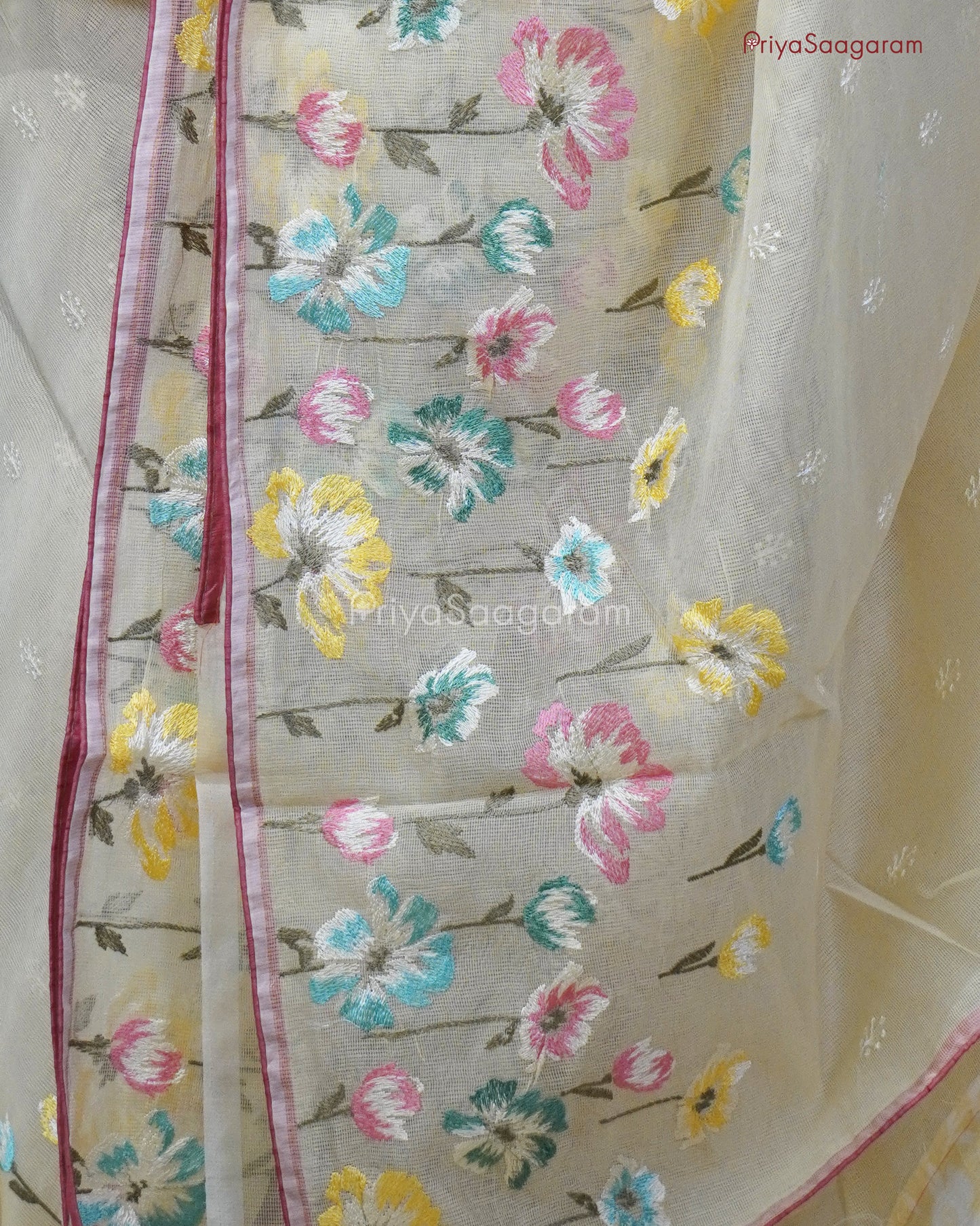Cosmic Yellow Floral Kota Cotton - PC3577