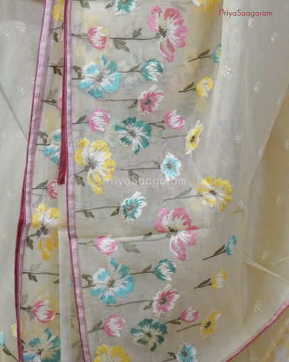Cosmic Yellow Floral Kota Cotton - PC3577