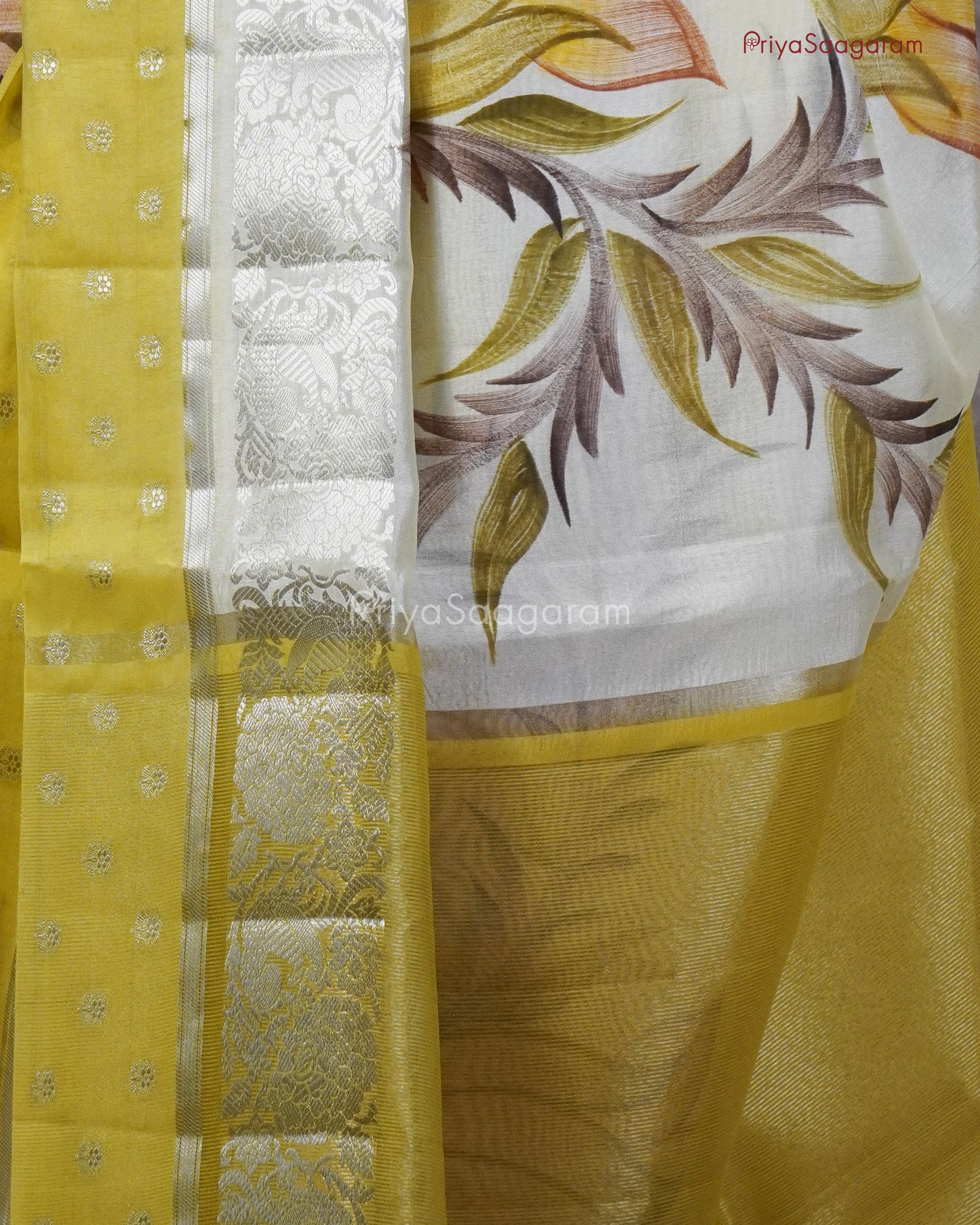 Lemon Yellow Zari Organza - PC3206