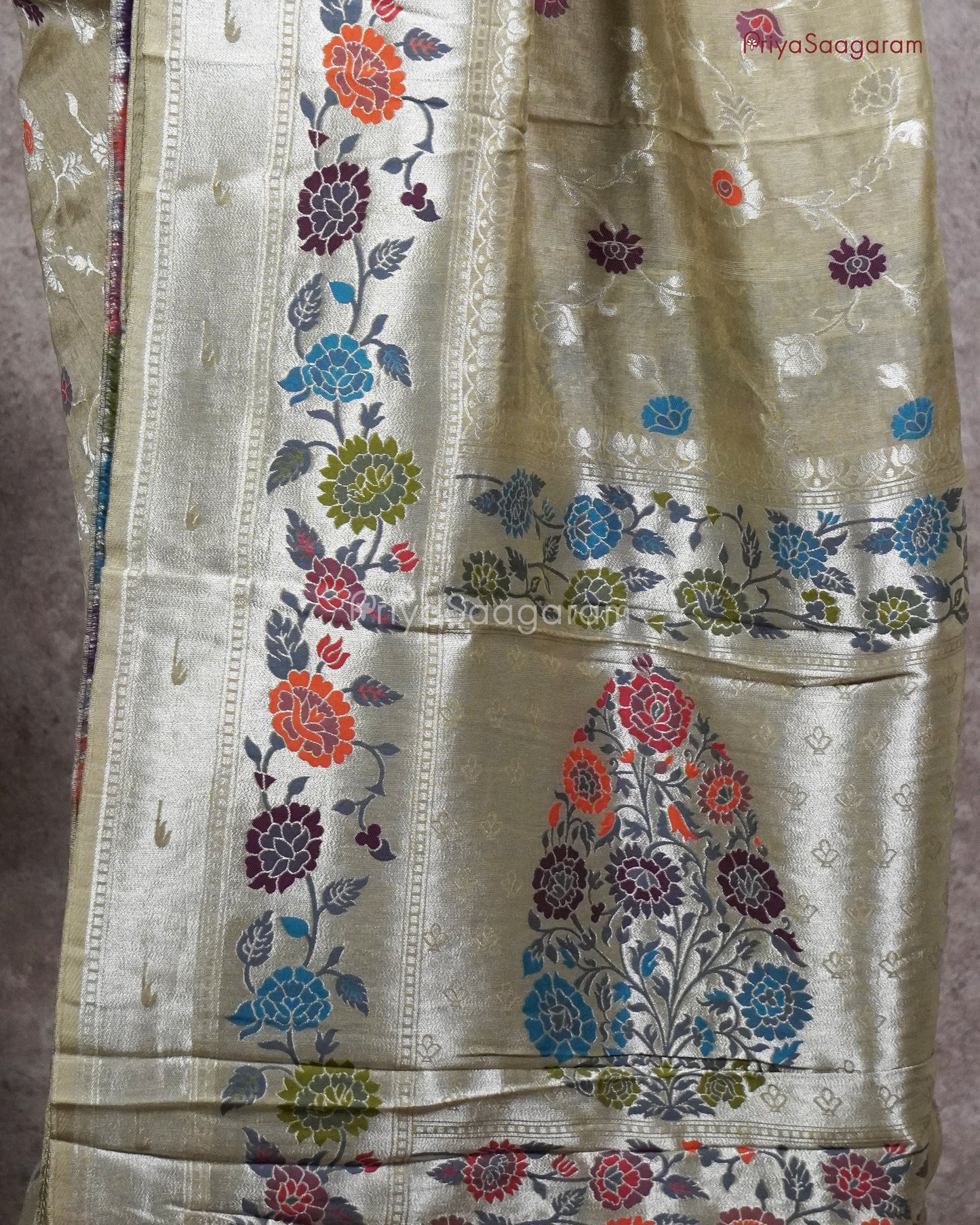 Lime Sherbet Cream Banaras Tussar - PC521