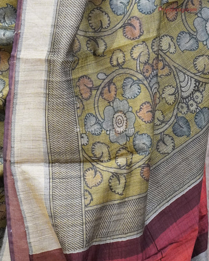 kalamkari Green Matka Silk - PC1864
