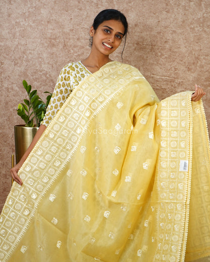 Classic Yellow Embroidery Tissue Silk - PD3709