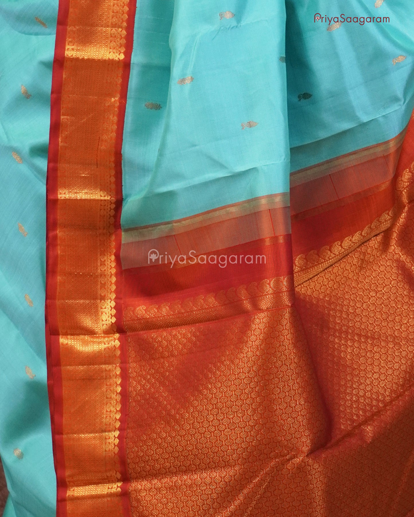 Blue Red Korvai Kanchipuram - M14233