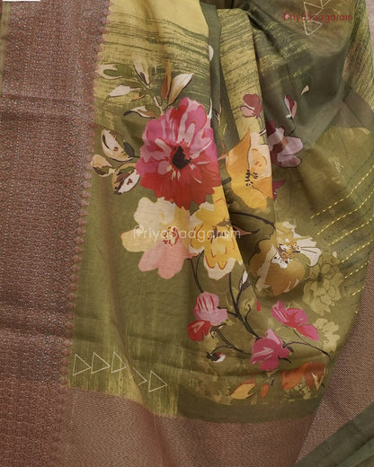 Pickle Green Chanderi - PC2059