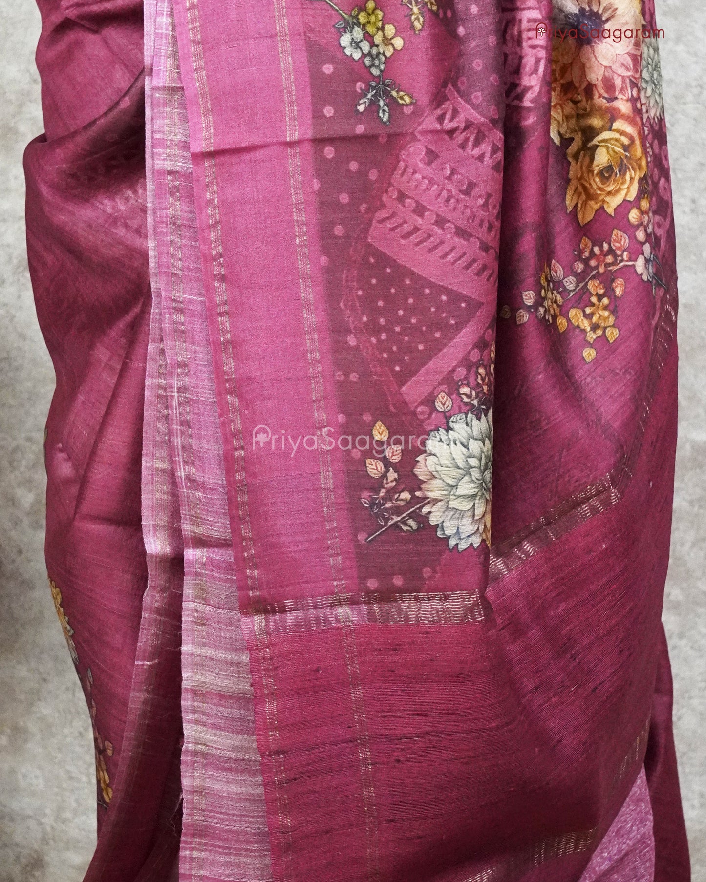 Dark Rouge Pink Tussar - PC112