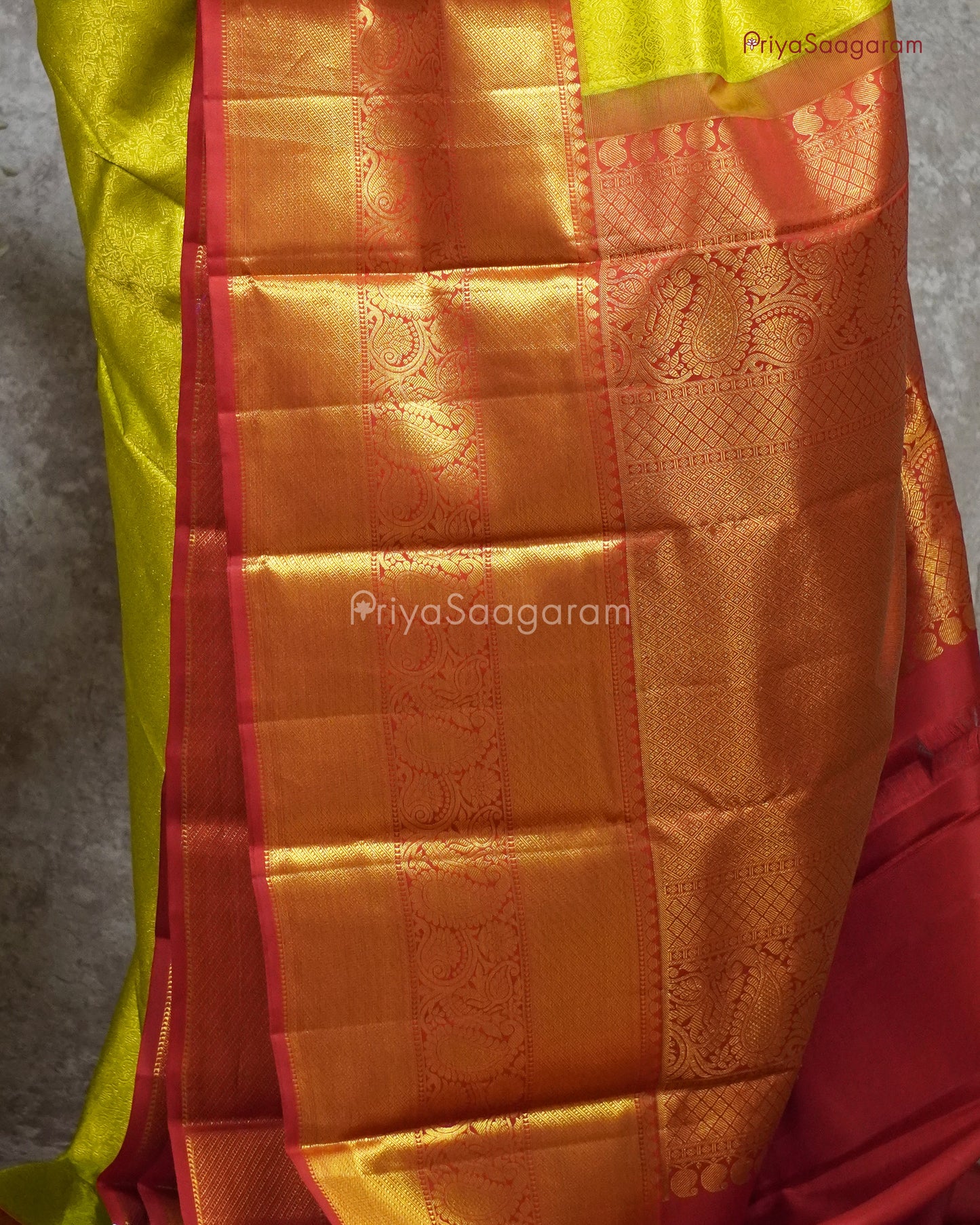 Bright Green Red Kanchipuram - K2299