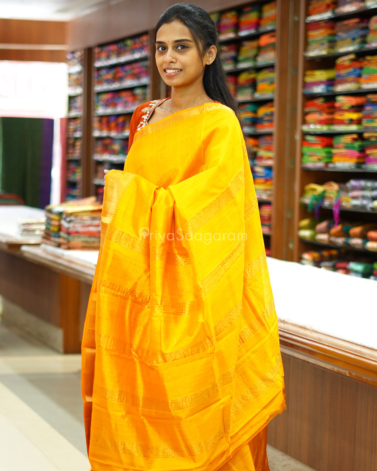 Mango Yellow Mangalagiri Silk Cotton - N4993
