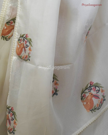 White Embroidery Kota - PC3573