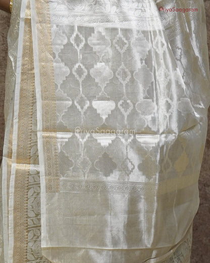 Silver Zari Tissue Silk - PC3589