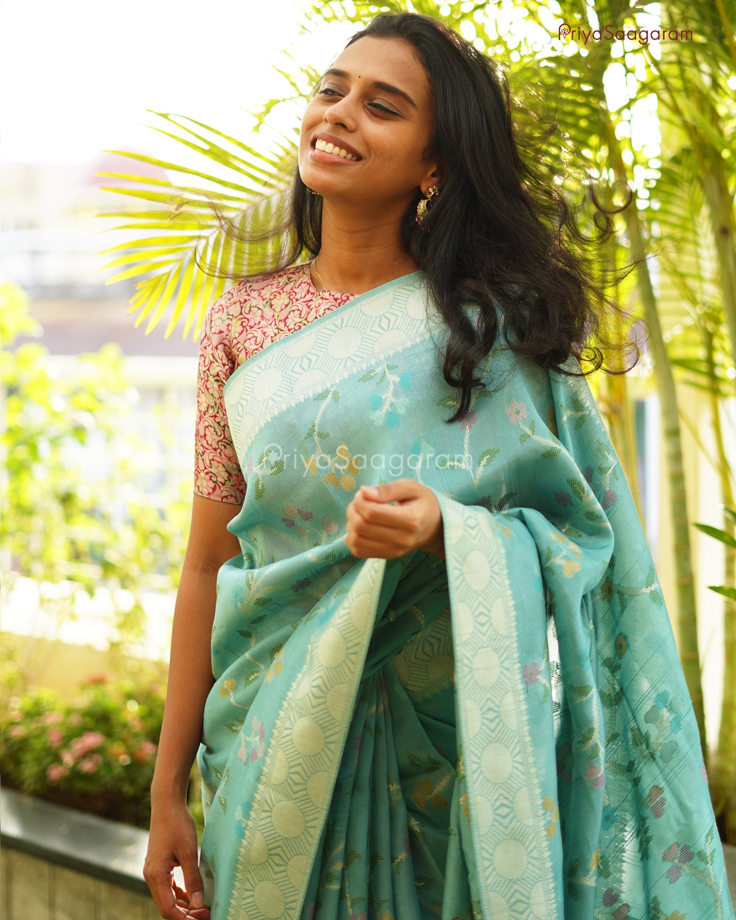 Blue Jamdani Banaras Silk -PC3797