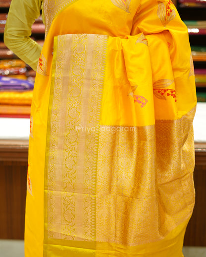 Sunshine Yellow Embroidery Katan Silk - PD3930