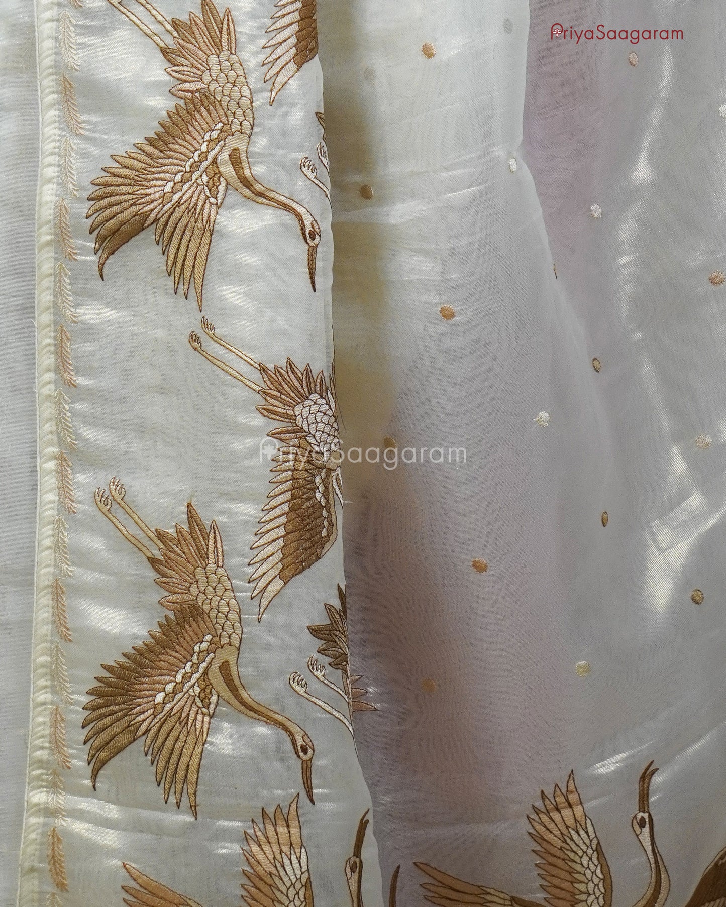 Cream Flamingo Tissue Silk - PC3126