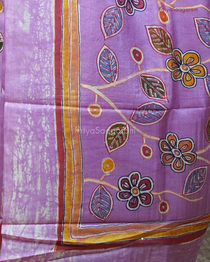 Taffy Pink Floral Tussar - PC1939