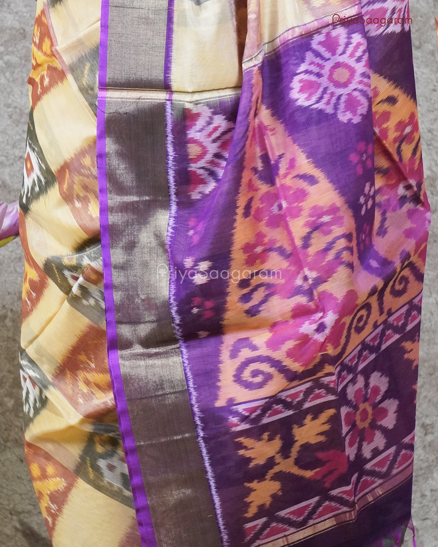 Purple Checked Ikkat Fancy Cotton - PC1018