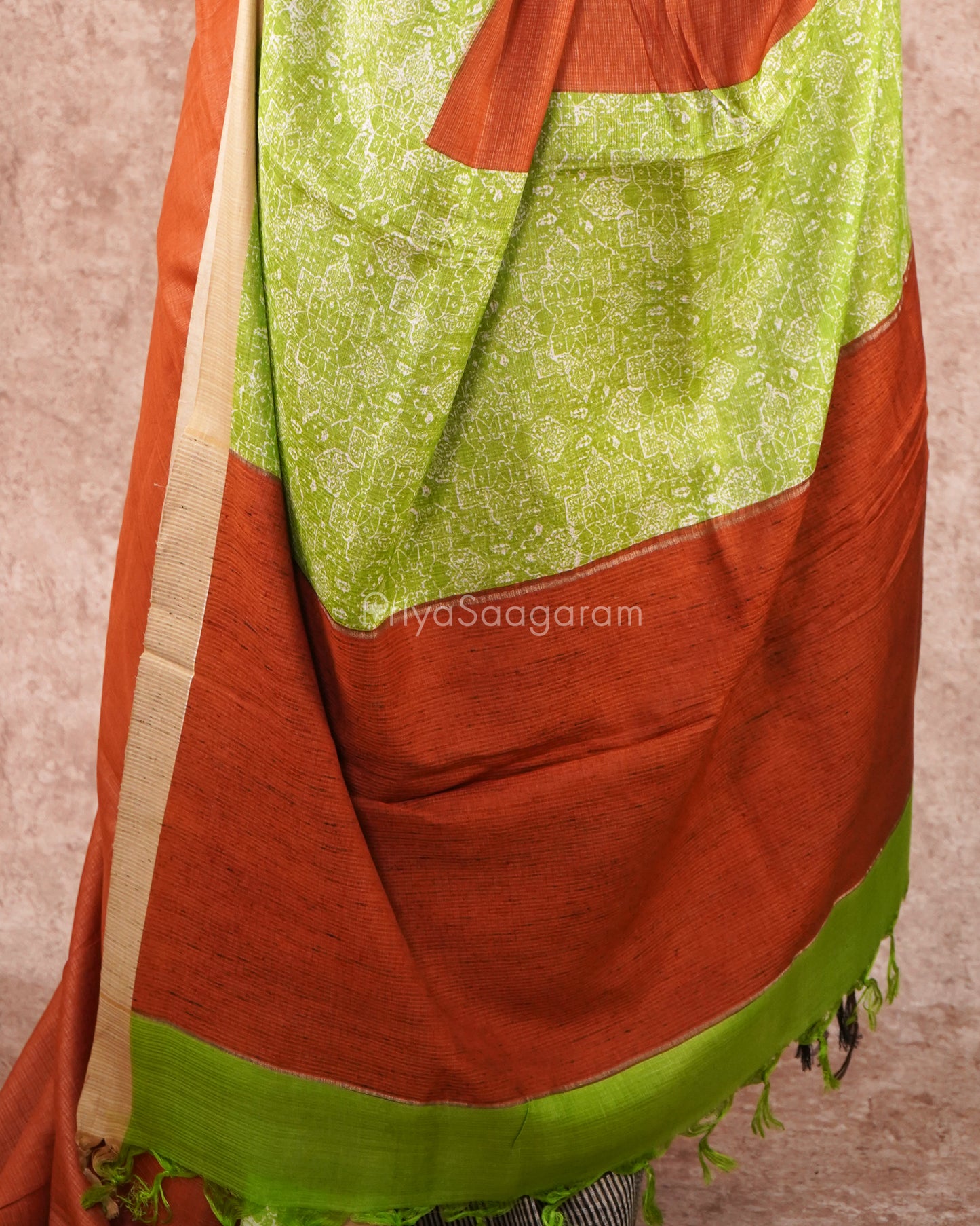 Rust Orange Fancy Tensil Tussar - PD4901
