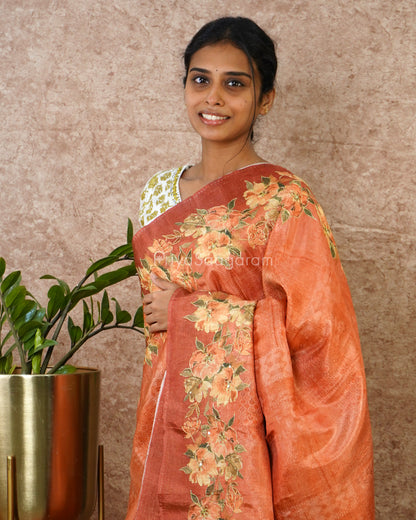 Warm Peach Embroidery Crush Tissue - PD686