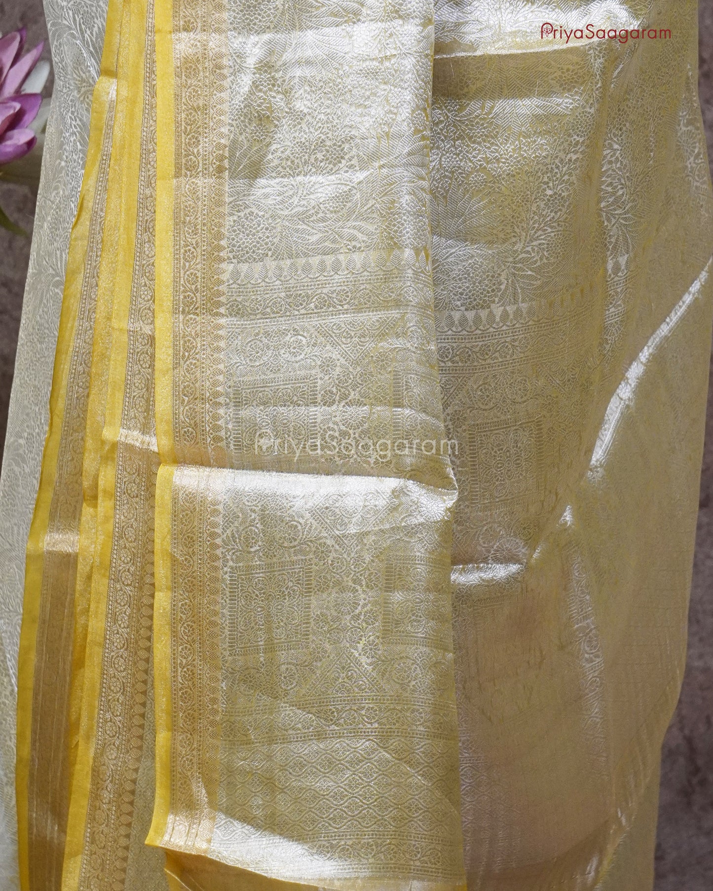 Yellow Zari Tissue Silk - PC3588