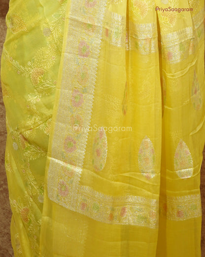 Yellow Embroidery Chiffon Georgette - PD973