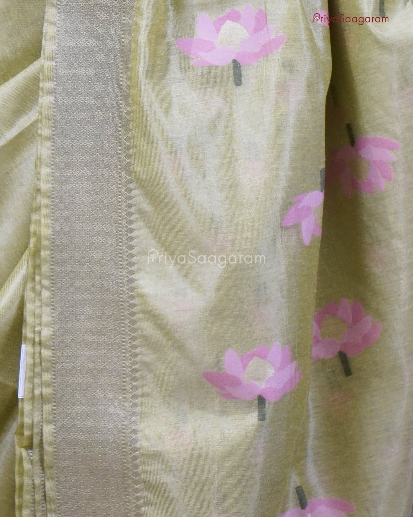 Yellow Green Jamdhani Tissue - PC4594