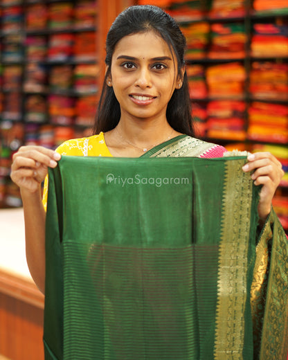 Pink Green Zari Chiniya Silk - PE772